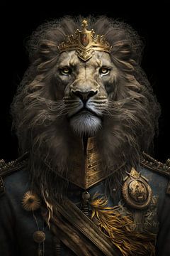 Leeuw Portret | Generaal Clayton von Digitale Schilderijen