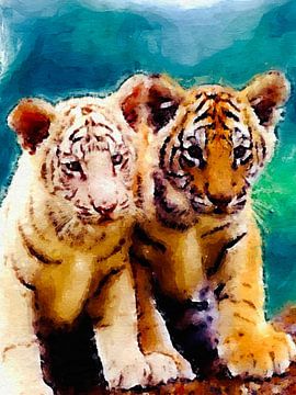 Des petits tigres à l'aquarelle sur Atelier Monadikós