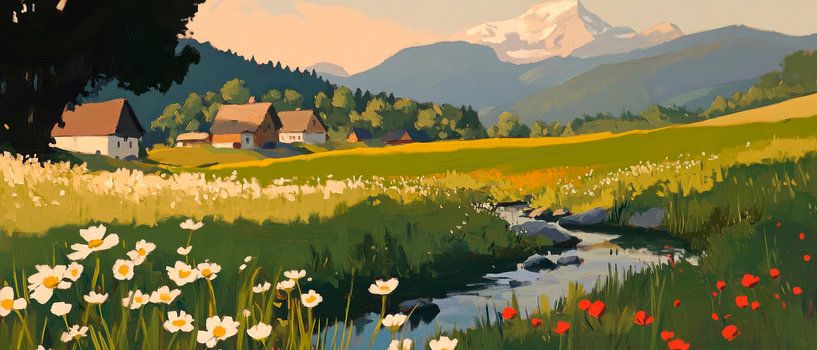 Paysage de montagne idyllique par Poster Art Shop