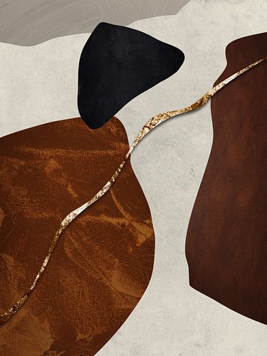 Organische geometrische abstracte kunst in aardetinten