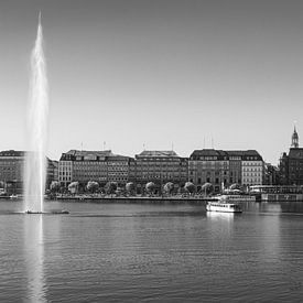 De Alster in Hamburg in Zwart Wit van Marga Vroom