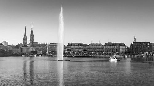De Alster in Hamburg in Zwart Wit