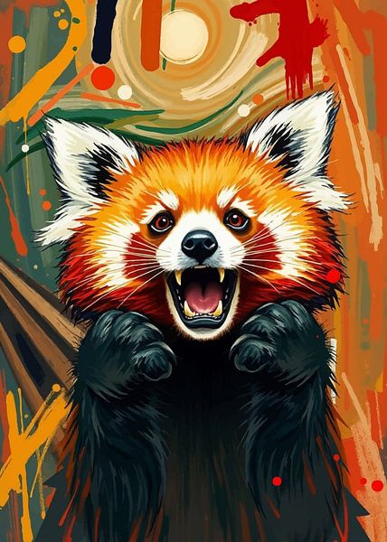 Rode Panda Roar Schreeuw Abstract Kunst van MIROKKU