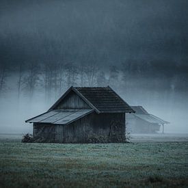 Stable in a gloomy autumn landscape by Daniel Kogler