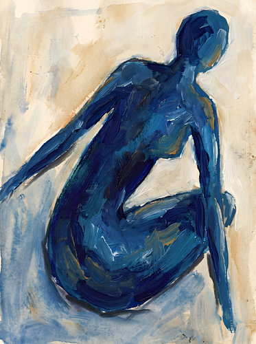 Kontemplative blaue Form