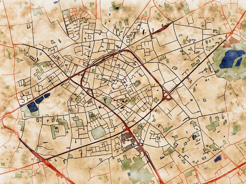 Map of Sint-Niklaas with the style 'Serene Summer' by Maporia