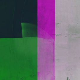 Zeitgenössische Abstraktion in Grün, Rosa und Weiß von Studio Allee