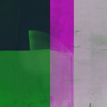 Abstrait contemporain en vert, rose et blanc sur Studio Allee