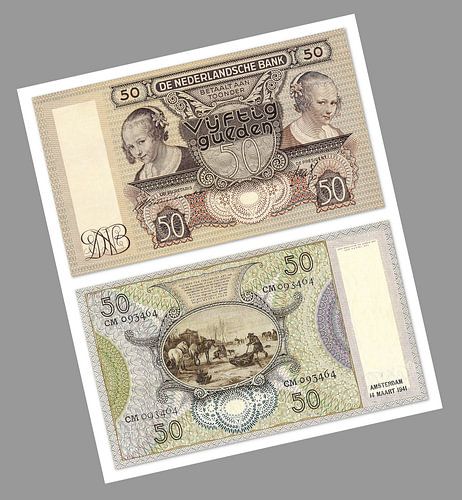 Vijftig gulden biljet voor en achterzijde 1941