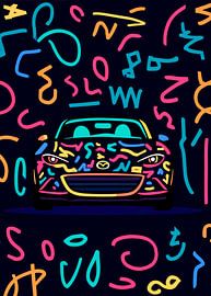 Retro Doodle Roadster: Neon Miata by Magnifique Studio