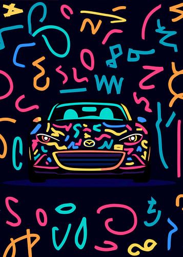 Roadster rétro Doodle : Miata néon