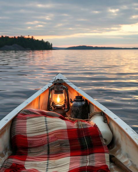 Eenzame boot, stilstaand water van fernlichtsicht