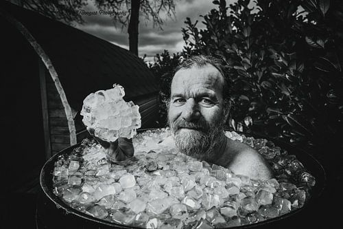 Wim Hof takes an ice bath
