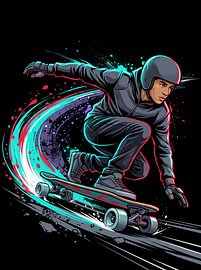 Extremer Longboarder, Downhill, Carve, Action-Sport, Street, Skate, dynamische Grafikillustration von The Deeper Way
