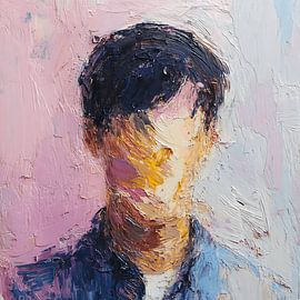 Een surrealistische menselijke gestalte die oplost in een abstracte bewegingsstroom vol etherische energie van Aden Pink Studio