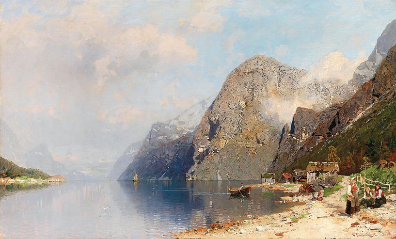 Fjordlandschaft, Georg Anton Rasmussen von Meisterhafte Meister