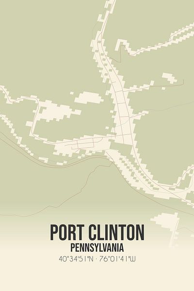 Carte ancienne de Port Clinton (Pennsylvanie), USA. par Affiches de lieux