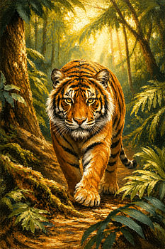 Sumatran Tiger in the Rainforest