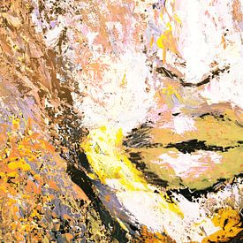 Yellow portret palette knife sur Dunja Paolo