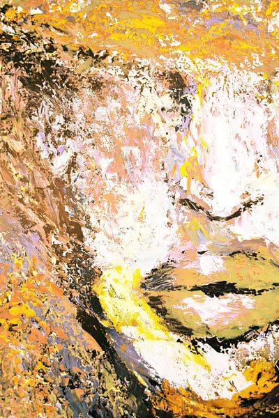 Geel/Oranje Portret Paletmes schilderij par Dunja Paolo
