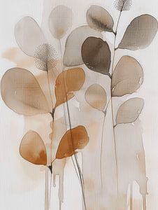 Botanisches Aquarell in Erdtönen
