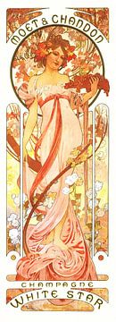 Schilderij Dranken - Champagne - Art Nouveau Schilderij Mucha Jugendstil