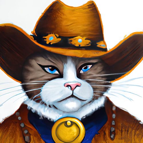 Cowboy kat schilderij