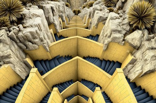 architectonische grafischachtige  afbeelding van trappen