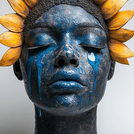 Ein atemberaubendes Bild einer einst prächtigen antiken Stadt, die heute in Trümmern liegt, mit Ranken, die über Marmorsäulen und zerbrochene Statuen kriechen. von beby dark