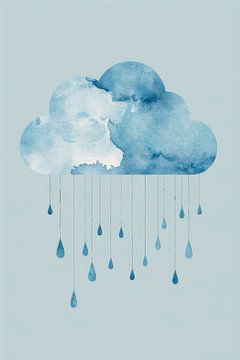 Zachte regenwolken in blauw van Poster Art Shop