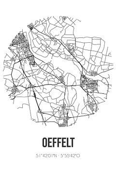 Oeffelt (Noord-Brabant) | Landkaart | Zwart-wit van MijnStadsPoster