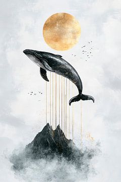 Wal in der Luft – Traumhaftes Panorama von Poster Art Shop