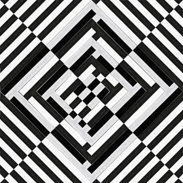 Abstract lijnenspel in zwart wit van Maurice Dawson