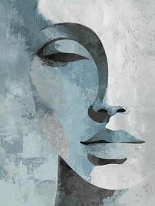 In Schweigen gehülltes Gesicht - blau-grau
