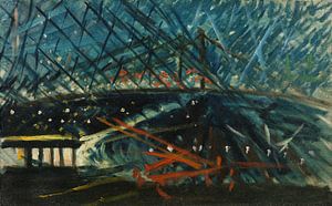 Nachtansicht der Brooklyn Bridge - um 1918