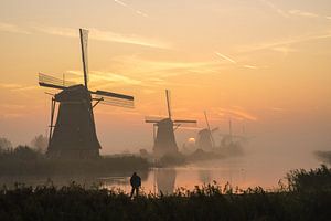 Een prachtige morgen bij Kinderdijk en zijn molens van Dirk van Egmond