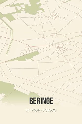 Vintage landkaart van Beringe (Limburg)