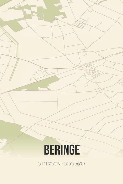 Vintage map of Beringe (Limburg) by Prints of Place
