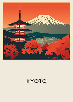 Kyoto – Reiseposter Mid-Century