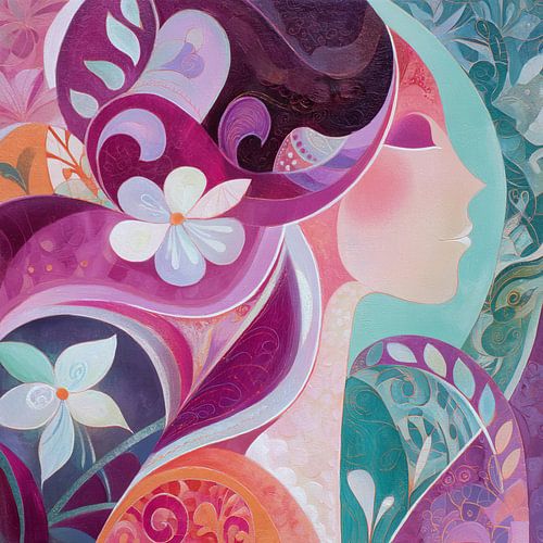 Femme abstraite avec fleur