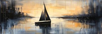 Abstracte Geometrische Zeilboot van Poster Art Shop