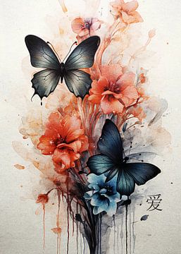 vlinder aquarel van P U F F Y