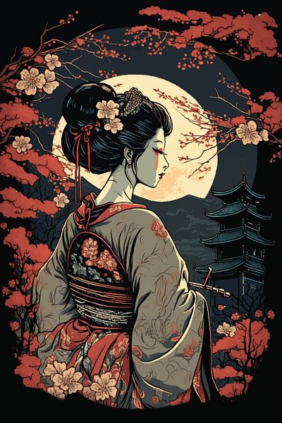 Geisha in Park by Ariadna de Raadt-Goldberg
