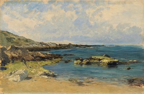 Carlos de Haes-Blauw zeelandschap, zeerif landschap, Antiek landschap