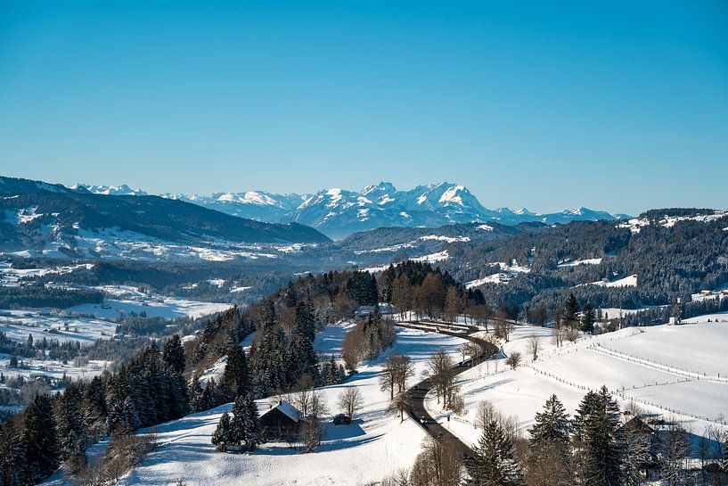View from Oberstaufen to the Säntis in winter by Leo Schindzielorz
