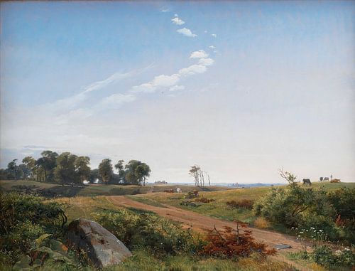 Johan Thomas Lundbye~Zeeland Landschap.Open land in Noord-Zeeland