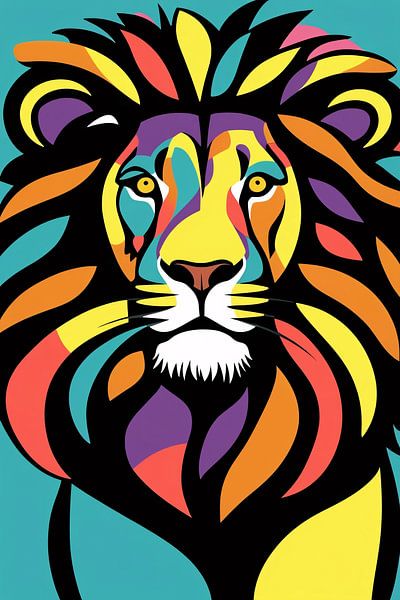 Colourful lion head illustration by Imperial Art House