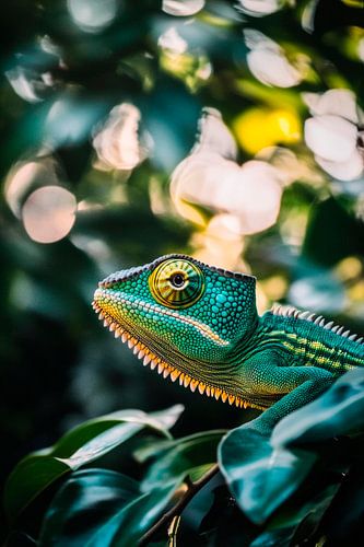 Iriserende kameleon in groen
