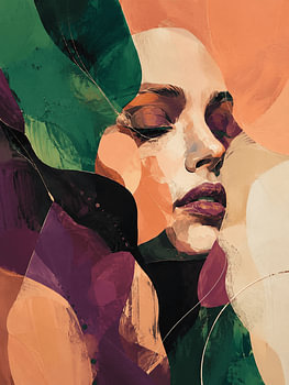 Expressive Abstract Female Portrait in Bold Earthy Colors