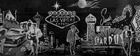 Las Vegas Graffiti-Weinlese-Schwarz- / Weiß-Panorama von Martin Van der Pluym Miniaturansicht